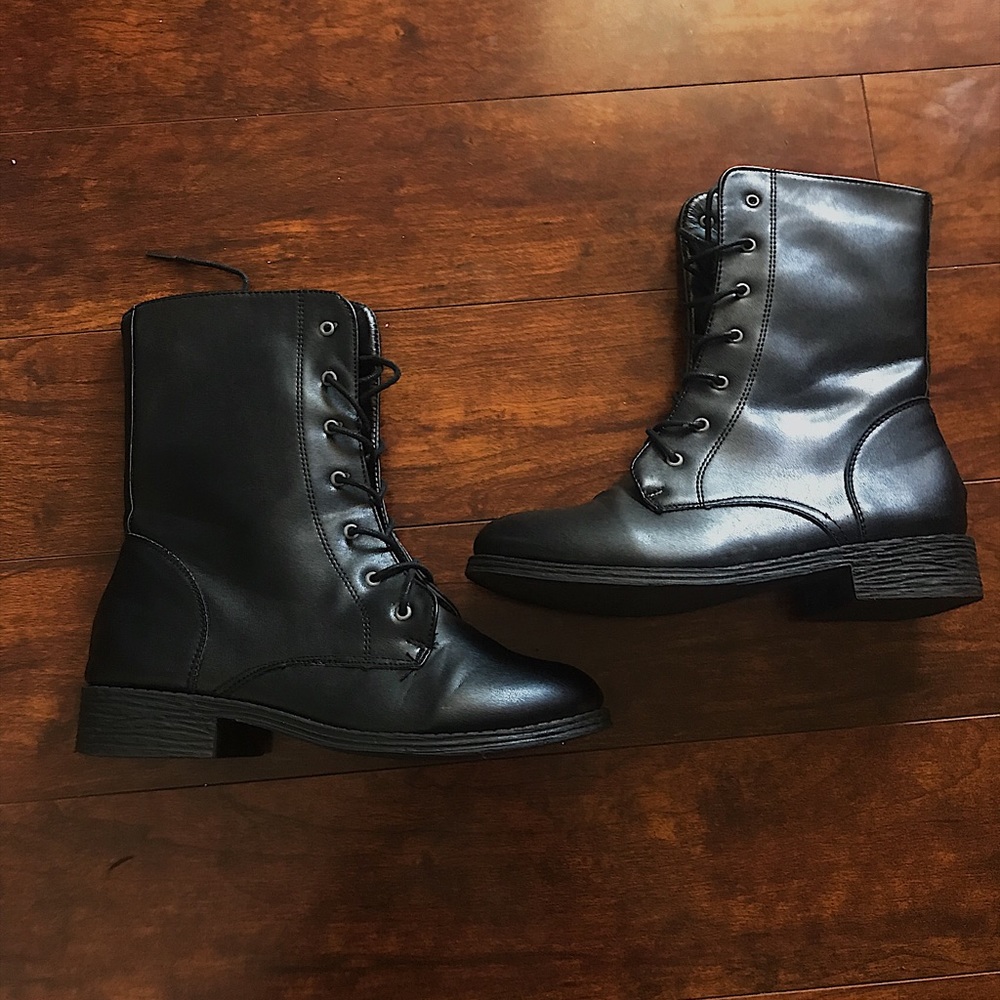 Black Faux Leather Boots
